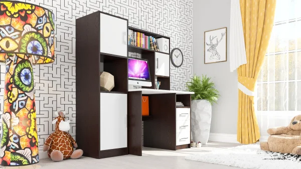 Компьютерный стол с пеналом СК-9 венге/белый