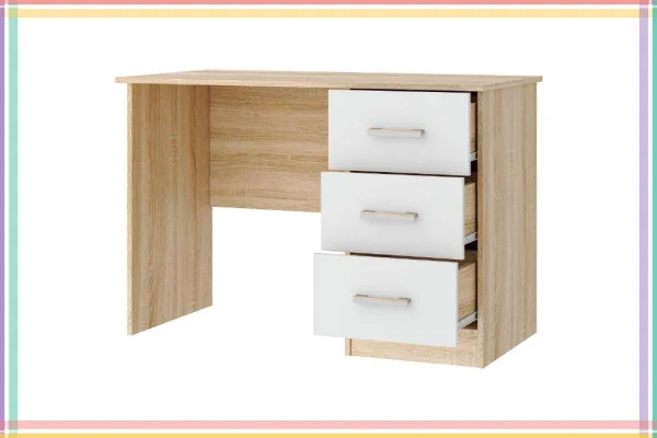 Стол компьютерный с ящиками ПКС-3 дуб сонома/белый глянец