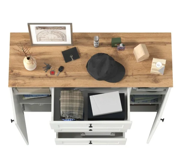 Комод Остин 16.221 белый шагрень/дуб крафт золотой