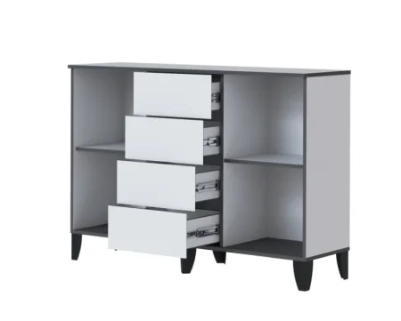 Комод Амара белый/серый графит