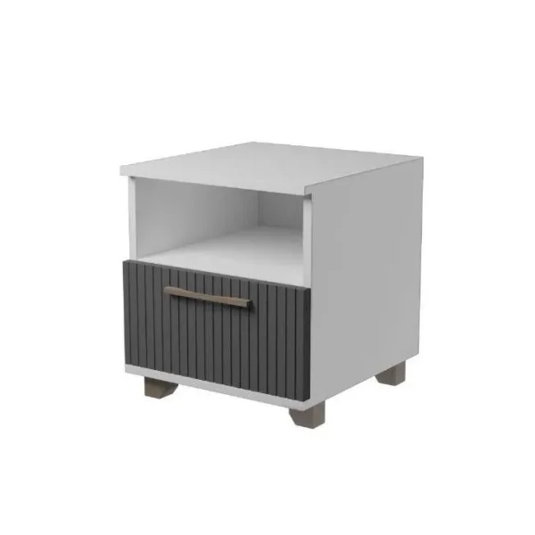Тумба прикроватная Копенгаген с ящиком белый/серый графит