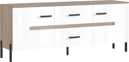 Тумба ТВ Ким (металл) дуб сонома/белый глянец