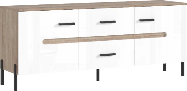 Тумба ТВ Ким (металл) дуб сонома/белый глянец