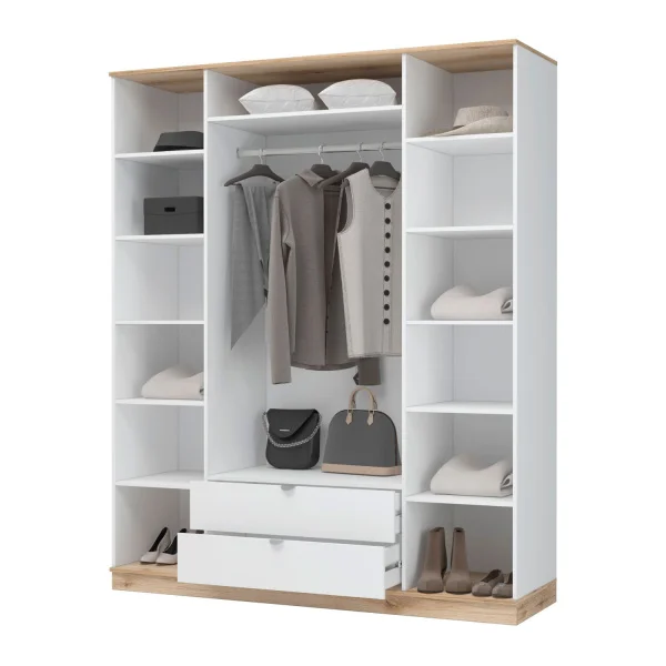 Шкаф 4х створчатый с зеркалом Юкки ШК2Я-1800 дуб делано/белый