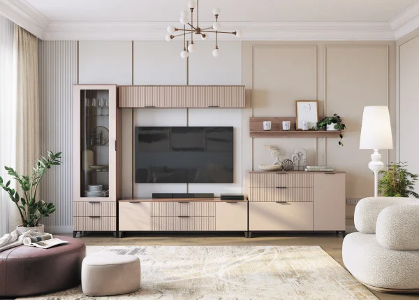 Комод Тоскана с 1 дверцей и 3 ящиками дуб табачный/бисквит