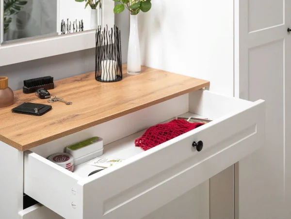 Тумба для обуви Остин 16.121 белый шагрень/дуб крафт золотой