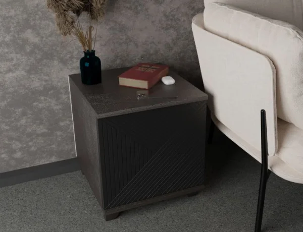 Тумба прикроватная со створкой Копенгаген венге/черный матовый