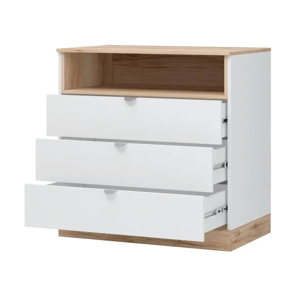 Комод 3 ящика Юкки КМ3Я-900 дуб делано/белый