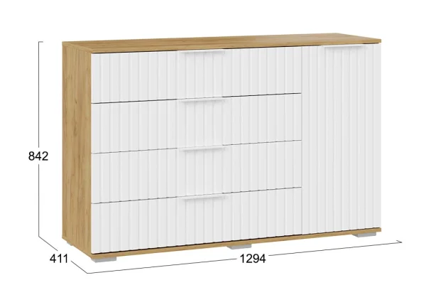 Комод комбинированный Хилтон дуб крафт золотой/белый матовый