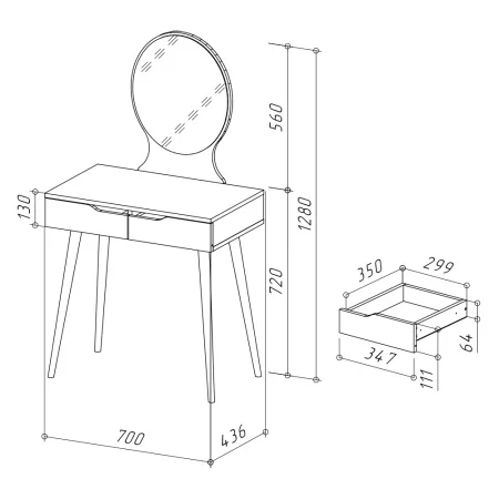 Трюмо 4-25915 дуб крафт серый/кашемир серый