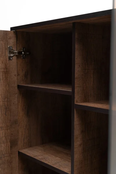 Стеллаж Копенгаген со стеклом дуб сандал/серый графит