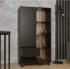 Стеллаж Копенгаген со стеклом венге/черный матовый