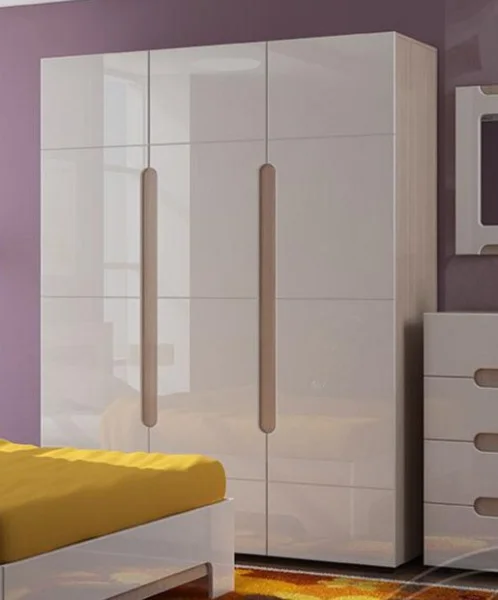 Шкаф 3-х створчатый Палермо-3 ШК-011 ясень шимо светлый/белый глянец