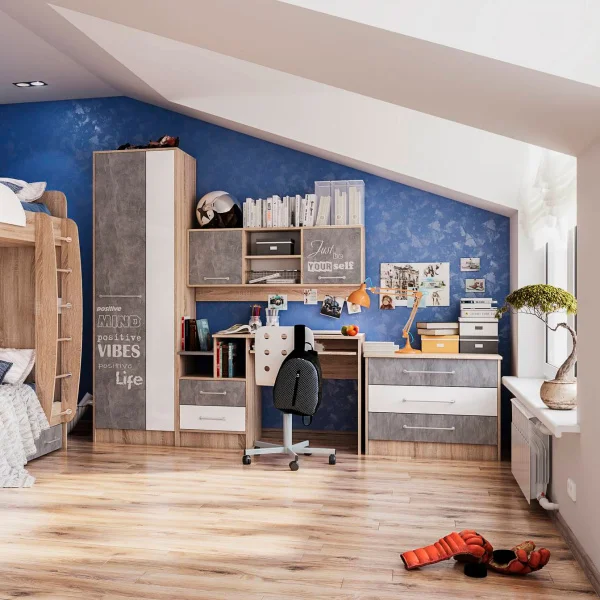 Стол Колибри Лофт дуб сонома/ателье светлое/акрил белый