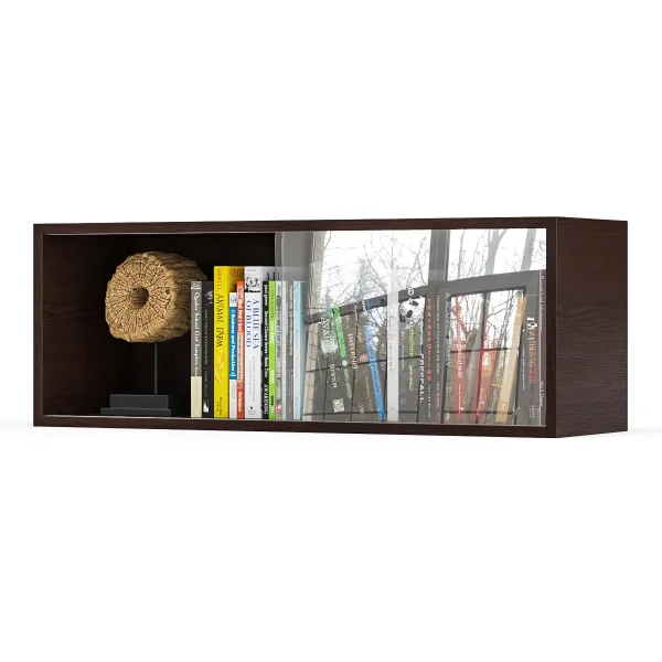 Полка книжная со стеклом КН 01 венге