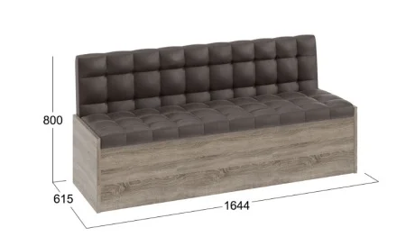 Скамья прямая Форест дуб сонома трюфель, кожзам коричневый