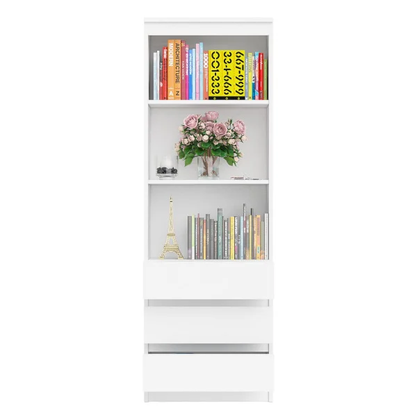 Стеллаж с открытыми полками и ящиками МСТ 600.3 белый