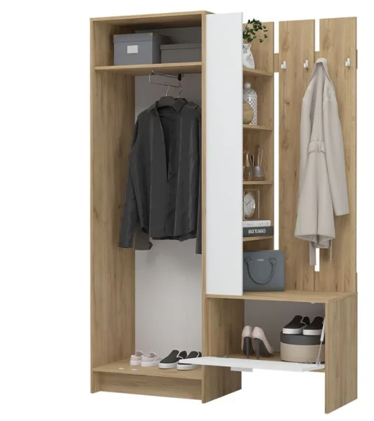 Прихожая Ирис ПР-01 дуб крафт золотой/белый