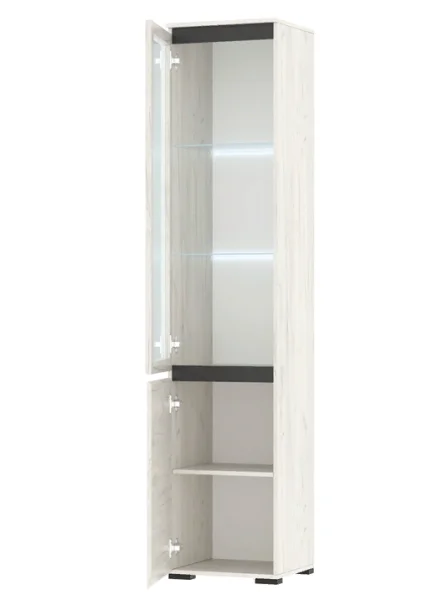 Пенал-витрина Гретта 1В1С дуб крафт белый/антрацит