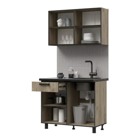 Кухня Эдинбург 1.0 железный камень/дуб крафт серый