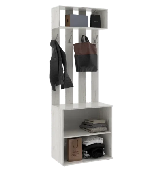 Тумба с вешалкой Ева NEW дуб крафт белый
