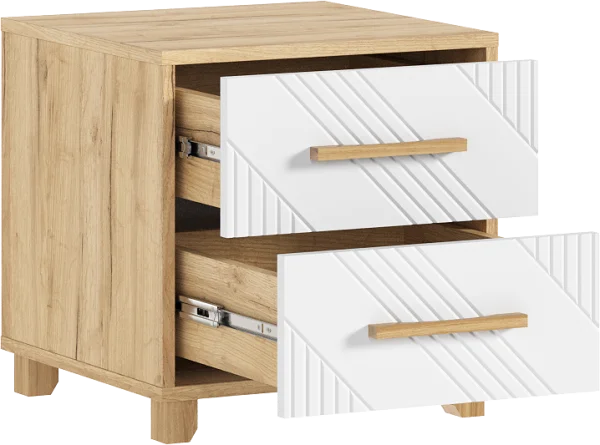 Тумба прикроватная Ирис браш вайт/дуб крафт (2 шт)