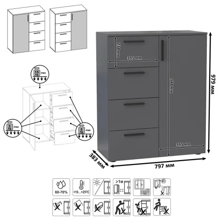 Комод Эйр 16.241 серый графит