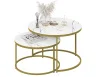 Стол журнальный Вега золото, стекло белый мрамор