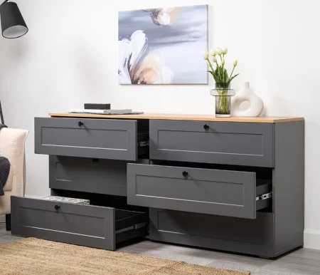 Комод Остин 16.240 серый графит/дуб крафт золотой