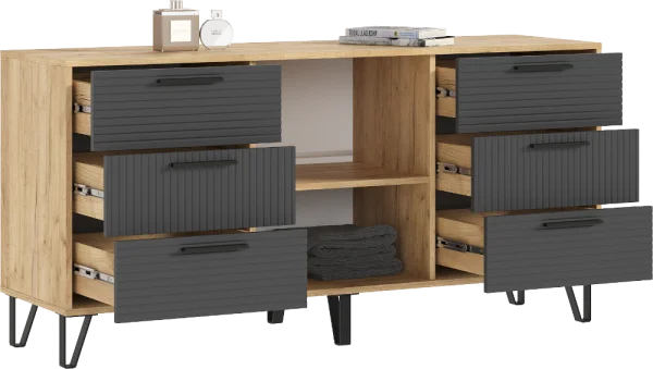 Комод Флэш 1500 браш графит/дуб крафт