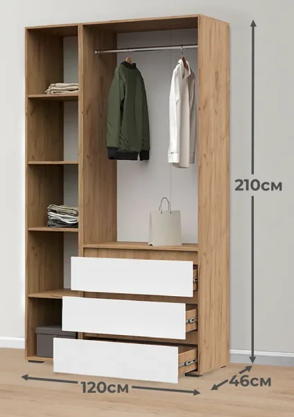 Шкаф 3-х створчатый Хелен ШК-06 дуб крафт золотой/белый