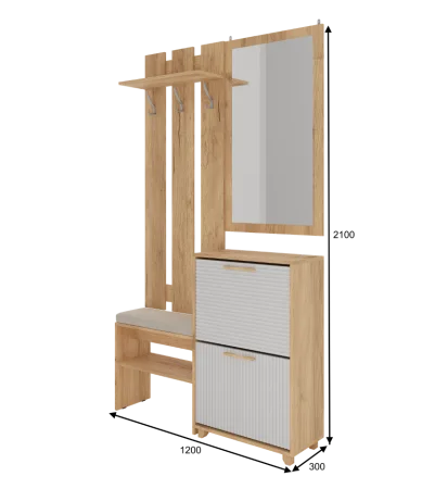 Прихожая Ньерд дуб вотан/белый софт