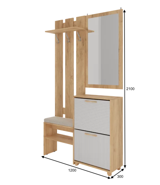 Прихожая Ньерд дуб вотан/белый софт