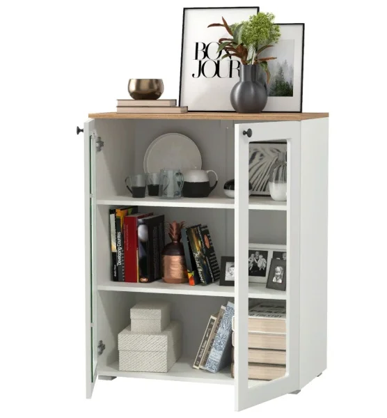 Шкаф-витрина (тумба) Остин 16.394.01 белый шагрень/дуб крафт золотой