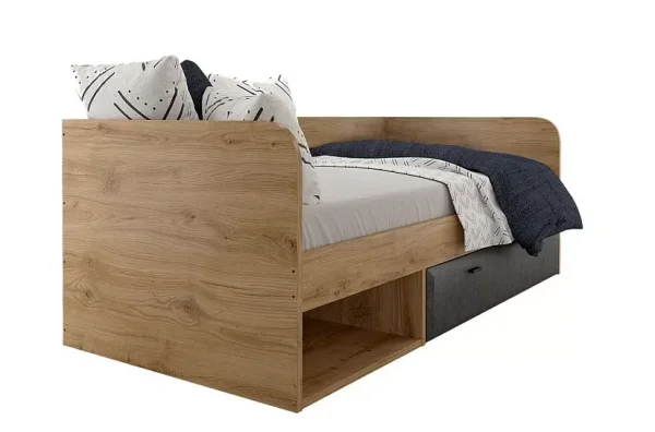 Кровать Грейс LOZ90 без мягких элементов дуб наварра/графит