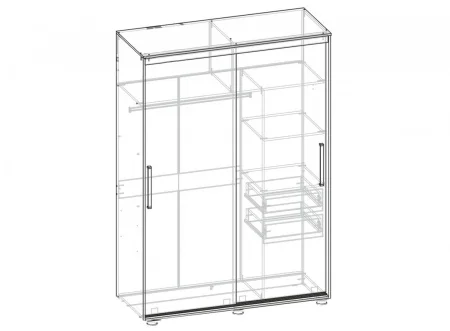 Шкаф-купе Комфорт-12 Прайм 1.5 дуб крафт белый (прямоугольные зеркала)