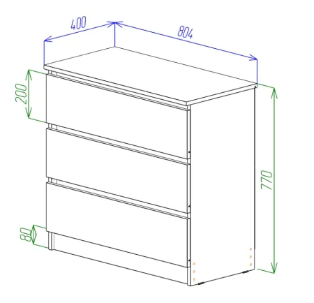 Комод Охта Лайт 800.3 дуб вотан/белый