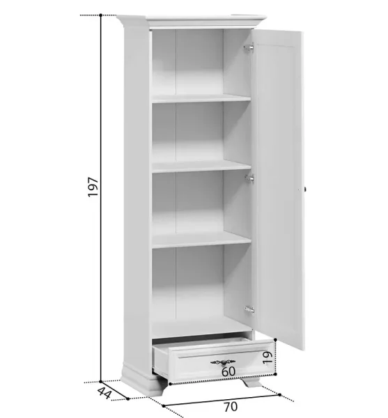 Шкаф однодверный Кентаки REG1D1S белый