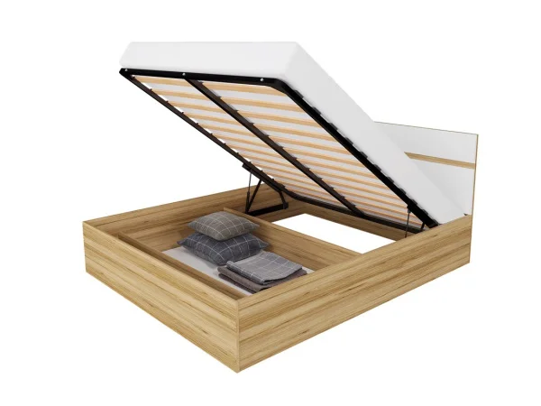 Кровать Ненси 1,6 дуб крафт золотой/белый глянец