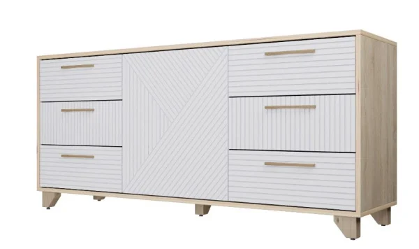 Комод Копенгаген дуб сонома/белый матовый