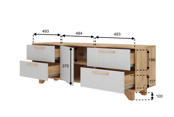 Тумба ТВ Ньерд 1501.4 дуб вотан/белый софт