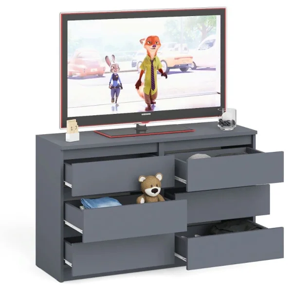 Широкий комод шесть ящиков МК 1200.6 графит