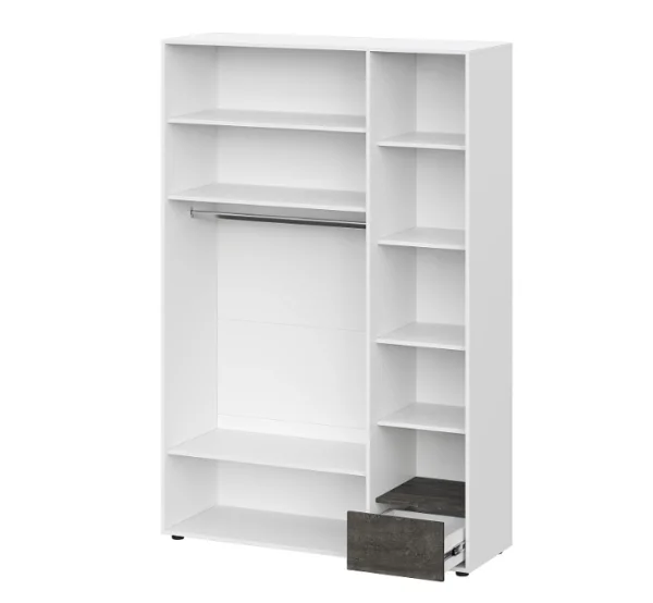 Шкаф комбинированный трехстворчатый Анри белый текстурный/дуб золотой/железный камень