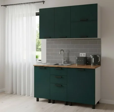 Кухонный гарнитур Лаванда 1,4 изумруд