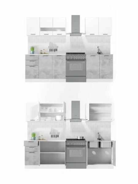 Кухня Дуся 2.0 белый/цемент