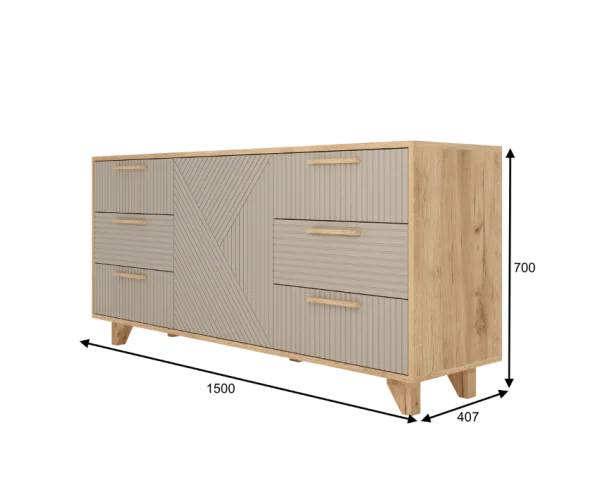 Комод Ньерд 1500 дуб вотан/ива пепельная