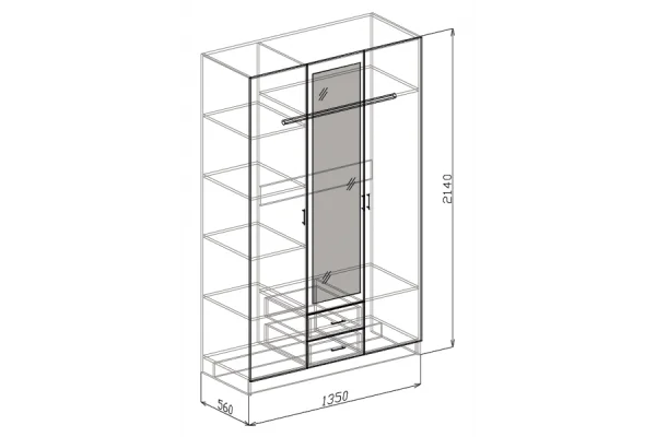 Шкаф 3-х дверный Токио венге/бодега