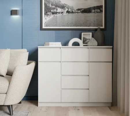 Комод с ящиками и дверками Мори МК 1200.4 сатин