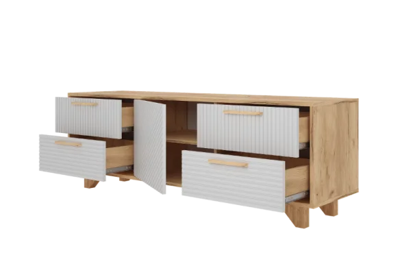 Тумба ТВ Ньерд 1501.4 дуб вотан/белый софт