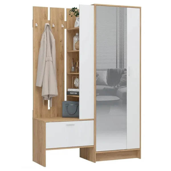 Прихожая Ирис ПР-01 дуб крафт золотой/белый